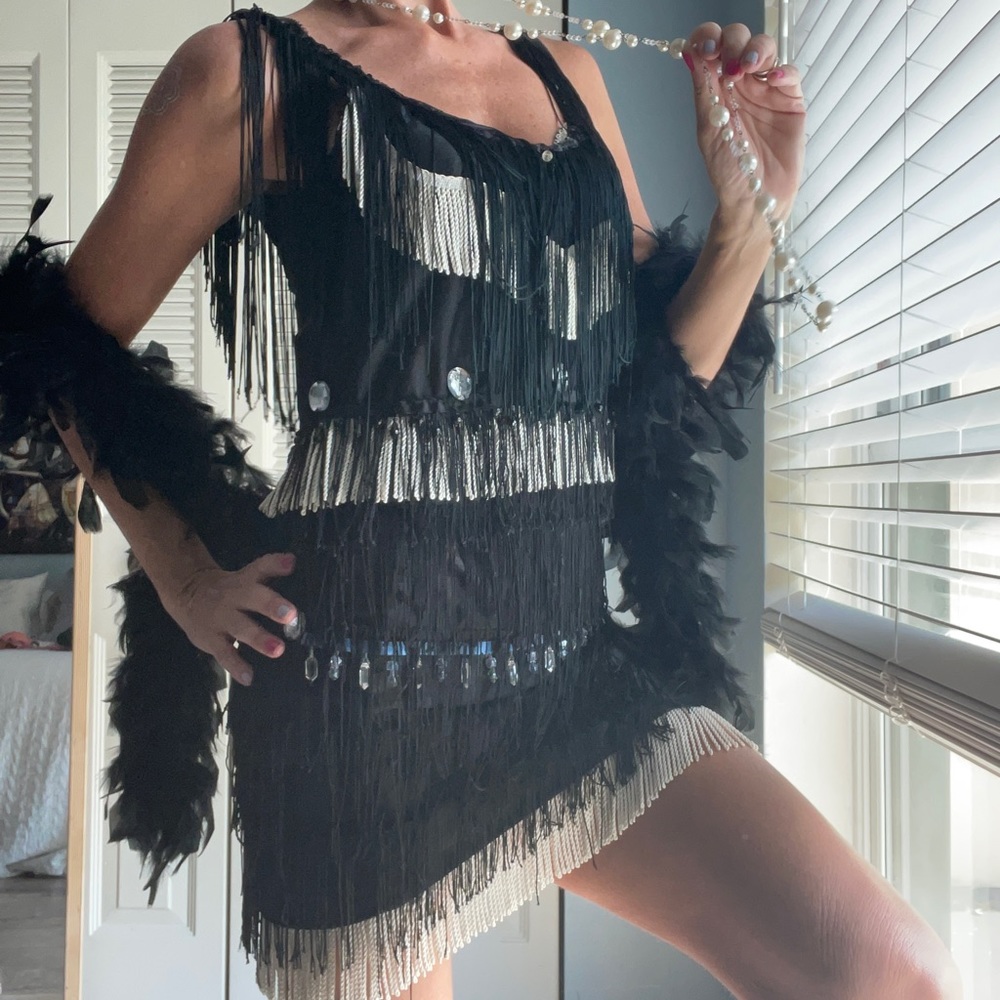 Flapper Dress - Rhinestones/Fringe - 1920s Gatsby